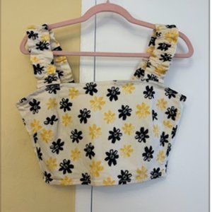 Zara Floral Denim Top Size L